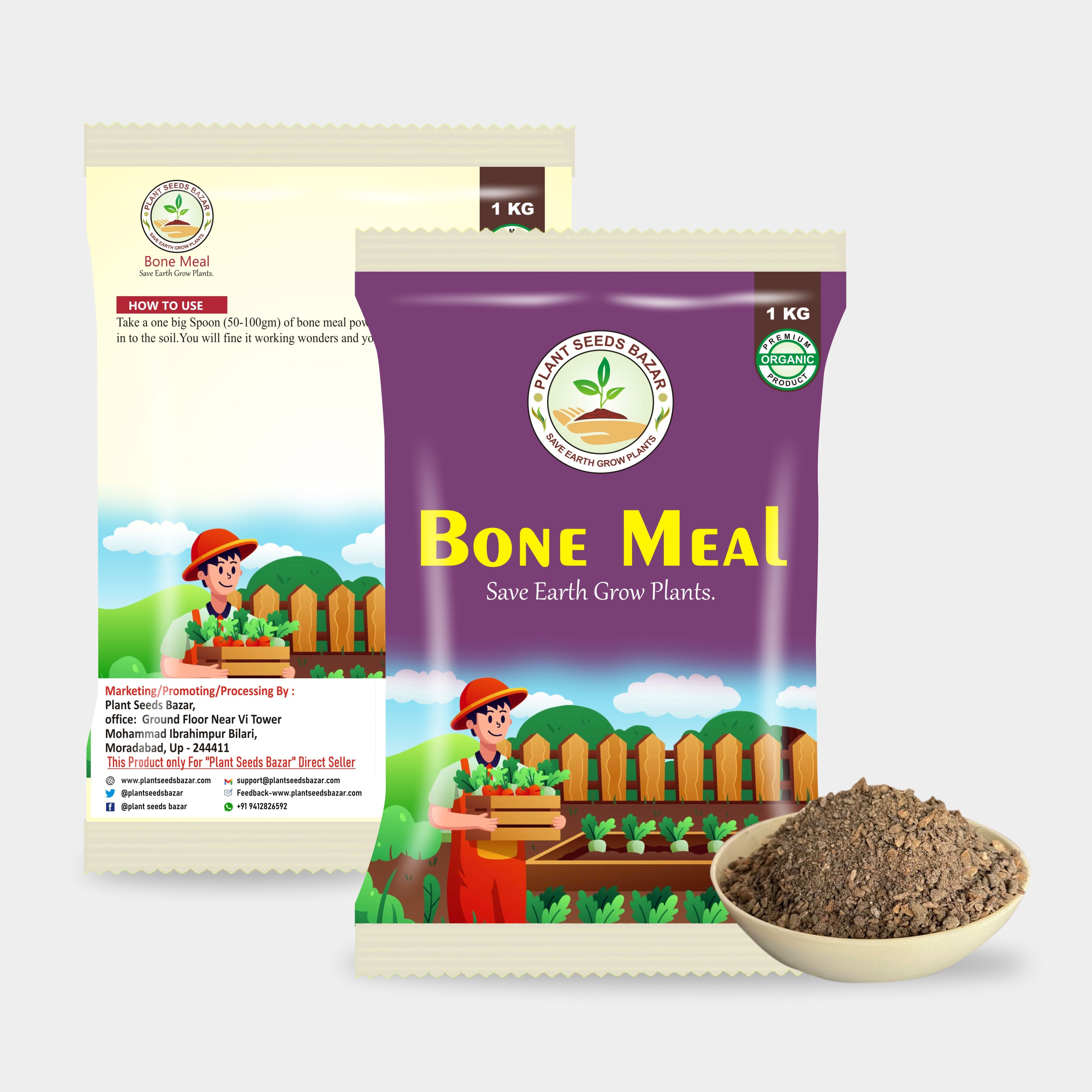 Organic Bone Meal Powder Fertilizer for Plants - 1 Kg