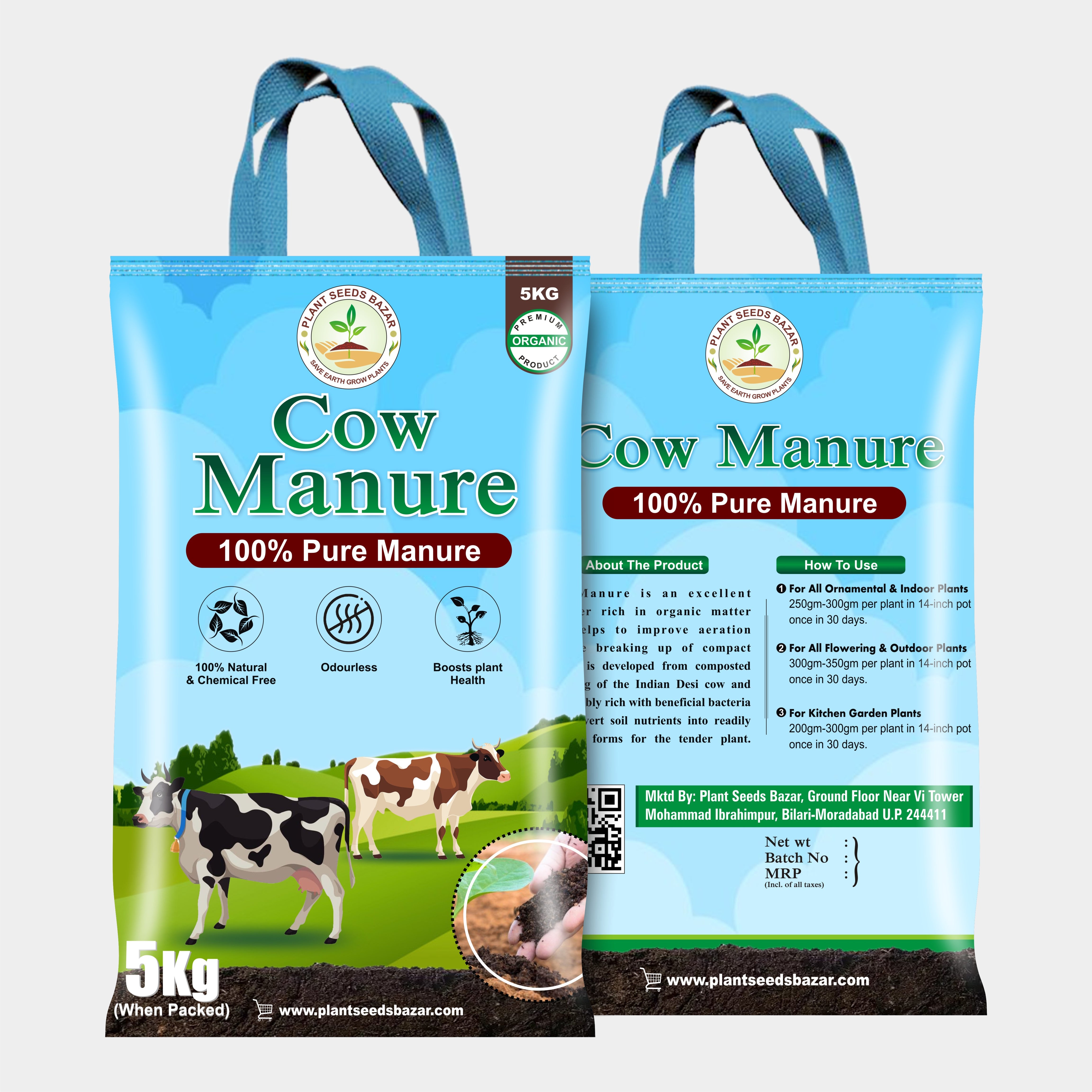 Cow Dung Manure Fertilizers for Plants & Home Gardening